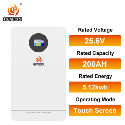 6000 chu kỳ 10 năm Lifepo4 pin Lithium Ion pin mặt trời 5.12kwh 25.6v 200AH cho nhà lưu trữ năng lượng hóa học