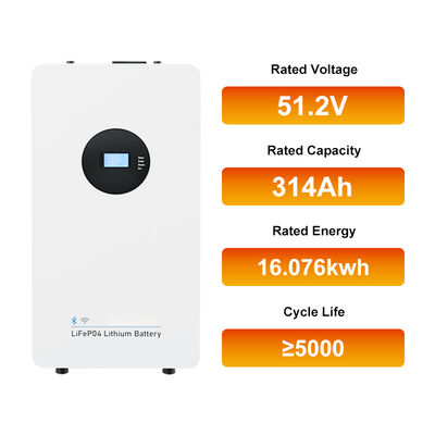 51.2V 314Ah 16kwh LiFePO4 Lithium Battery Pack Tất cả trong một bức tường gắn trên nhà giải pháp lưu trữ năng lượng