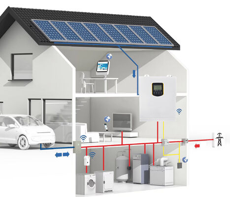 2500W 24V Pin Điện Áp Thấp Nguyên Chất Sóng Sin MPPT Biến Tần 1 Pha Cao PV Đầu Vào 500Vdc Tắt Lưới cho Khu Vực Vùng Xa