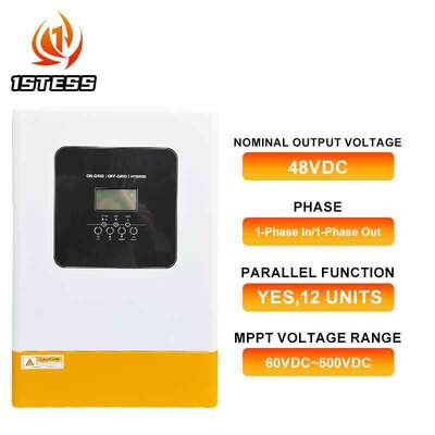 6200W 5500W Off Grid Mặt trời Inverter 48VDC 1 Giai đoạn 120A 100A MPPT Bộ sạc sóng sinus tinh khiết CT Phòng chống dòng chảy cho nhà